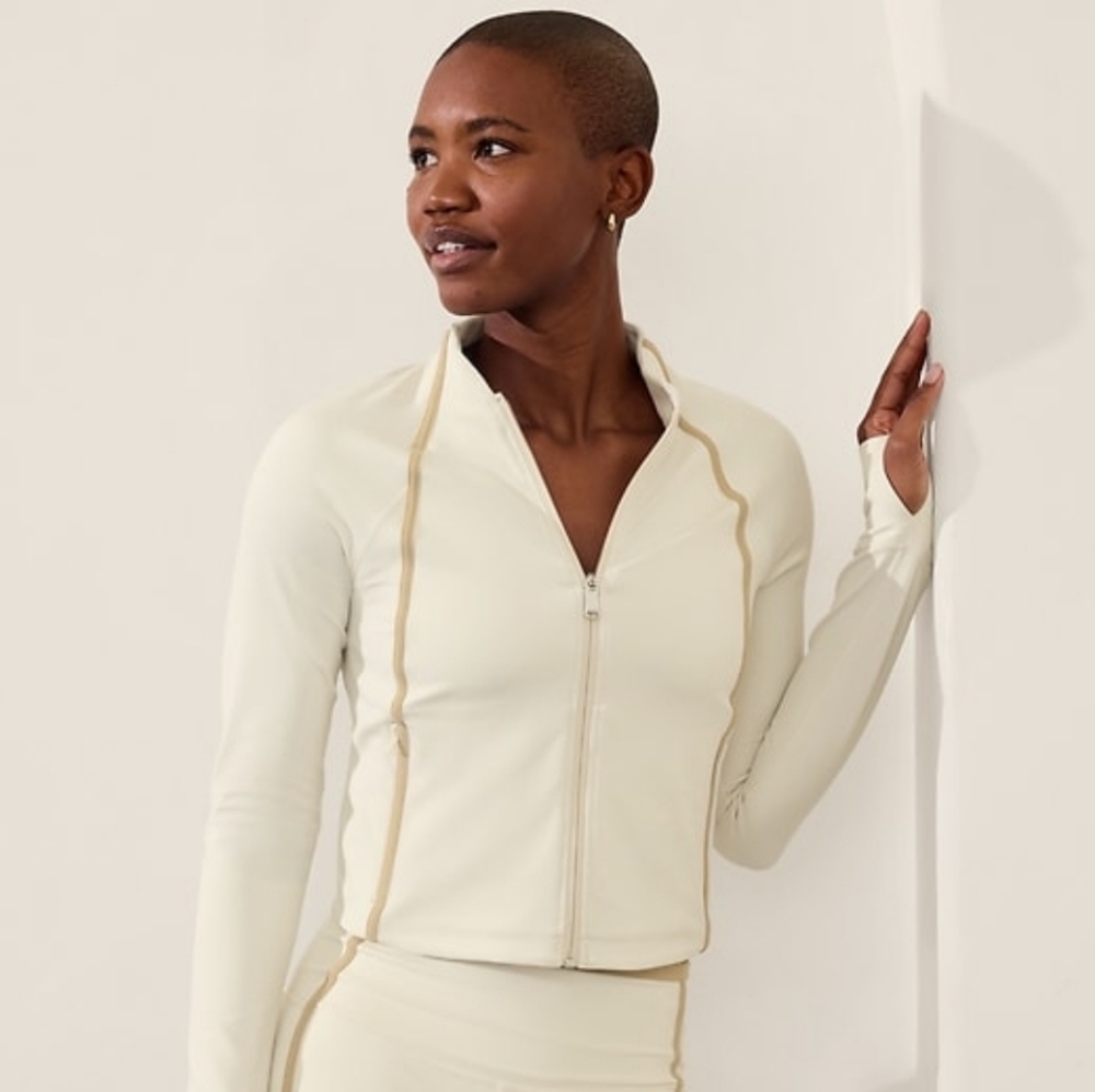 Athleta Salutation Crop Jacket Bone Dune